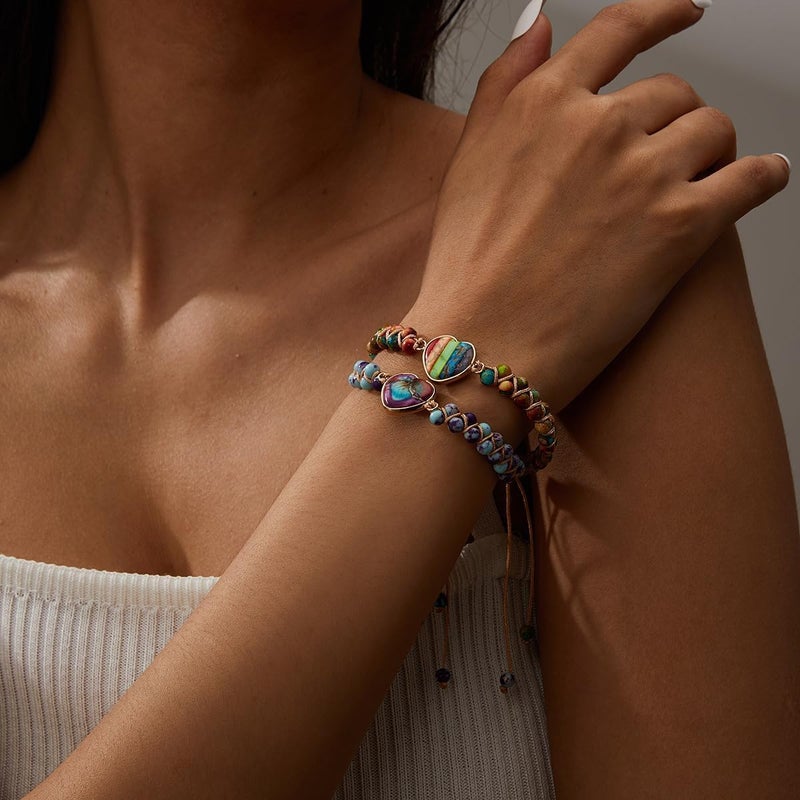 DivaGlamz To My Granddaughter-Infinity Forever Love Heart Bracelet, Natural Emperor Stone Double Layer Purple Beaded Woven Wrap Bracelets Adjustable Mind Peace Gift Jewelry - Image 3